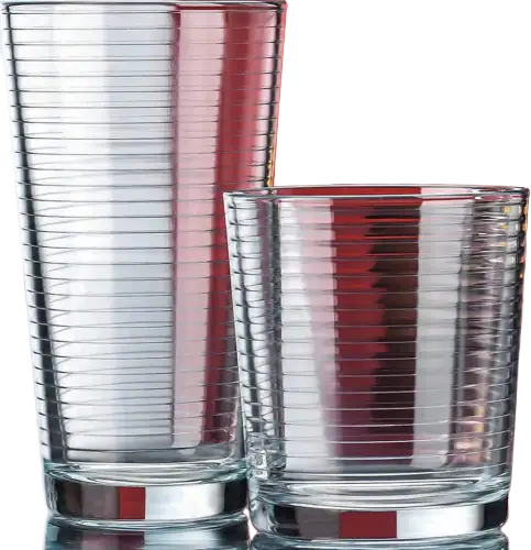 Le'raze Heavy Base Ribbed Drinking Glasses, Set of 16