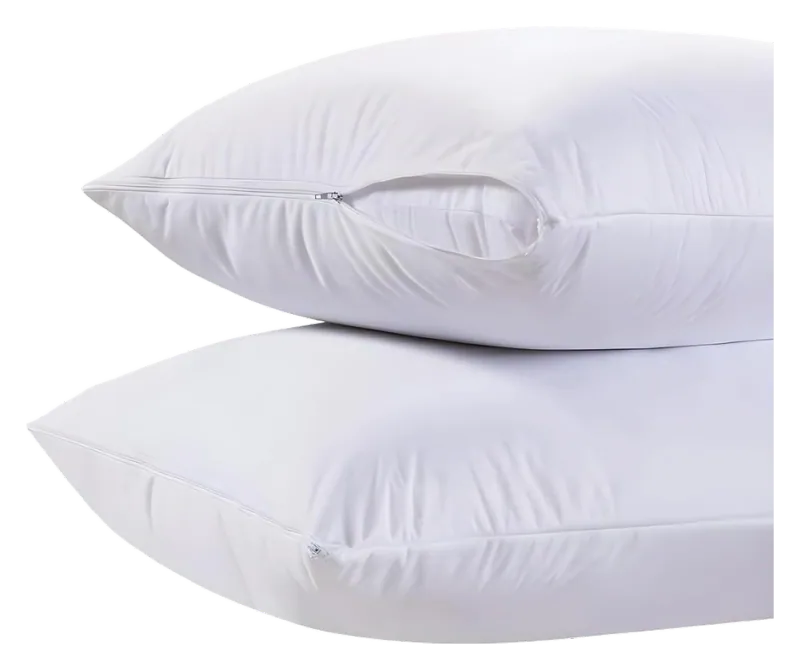 White Classic Cotton Zippered Pillow Protectors, Standard, 2-Pack