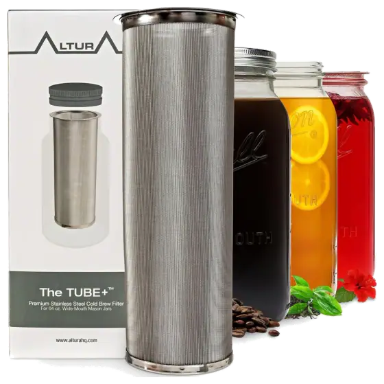 Altura TUBE+ Stainless Steel Cold-Brew Filter for 64 oz Mason Jars