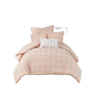 Intelligent Design Pink Cotton Jacquard Comforter Set — Twin XL