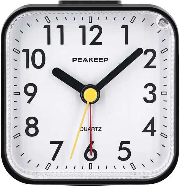 Peakeep Small Analog Travel Alarm Clock, Black