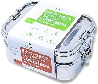 ecozoi Two-Tier Stainless Steel Bento Lunch Box — 60 oz