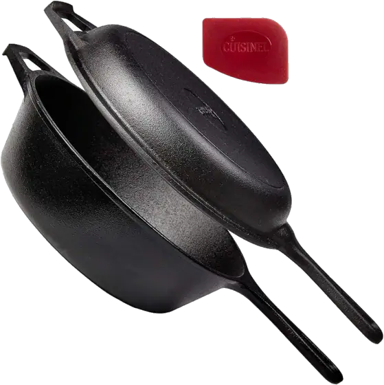 Cuisinel 2-in-1 Pre-Seasoned Cast Iron Skillet and Dutch Oven — 3 Qt