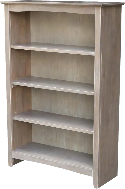 International Concepts Shaker Solid Wood Bookcase, 48" High, Washed Gray Taupe
