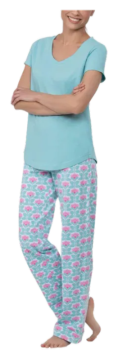 PajamaGram Women's Short-Sleeve Cotton Pajama Set