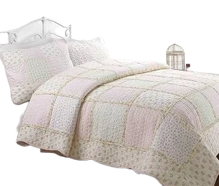 Cozy Line Sweet Peach Cotton Patchwork Quilt Set — Twin