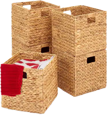 Best Choice Products Water-Hyacinth Cube Baskets, 12-Inch, 5-Pack