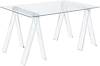 Coaster Amaturo 59-Inch Glass Desk with Acrylic Legs