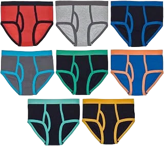 Trimfit Cotton Briefs — Multicolored Trims, 8-Pack, S
