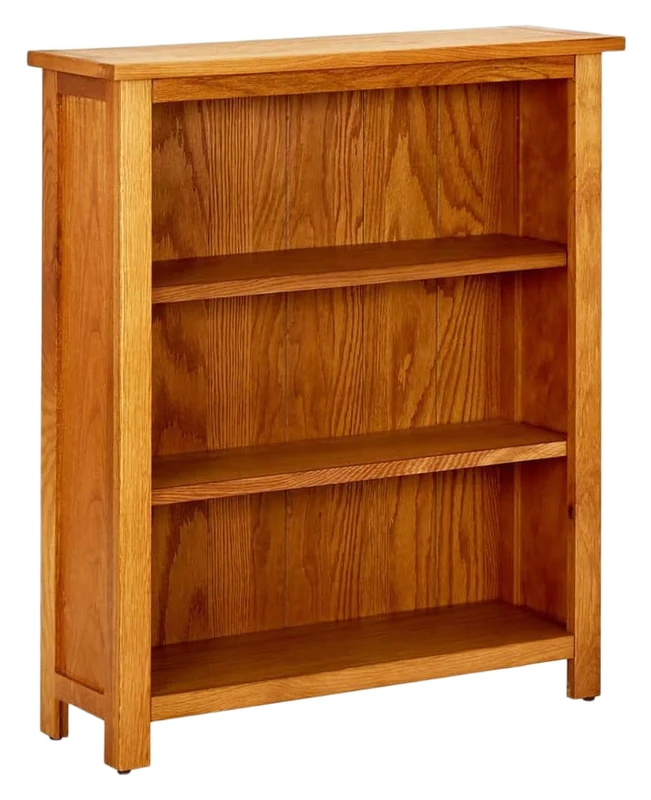 vidaXL Solid Oak Wood Bookcase, 3 Tier