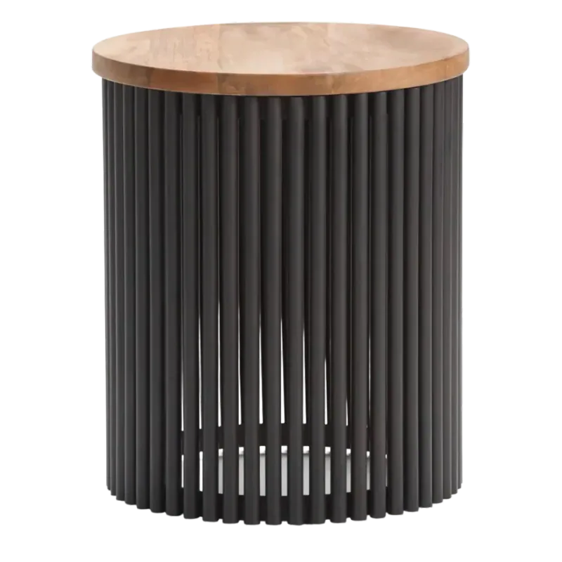 SIMPLIHOME Demy Solid Mango Wood and Metal Accent Table