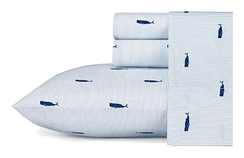 Nautica Cotton Percale Sheets — Whale Stripe Twin