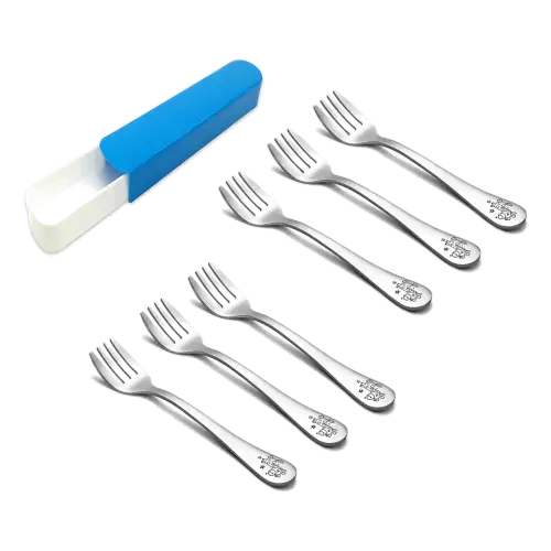 TeamFar Stainless Steel Toddler Forks with Travel Case — 6-Pack