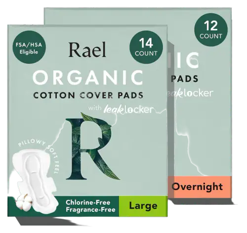 Rael Organic Cotton Cover Large & Overnight Pads, Heavy Absorbency (Bundle)