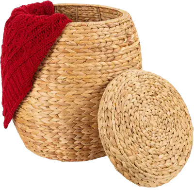 Best Choice Products Hyacinth Storage Basket with Lid