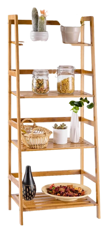 COSTWAY Bamboo Leaning Ladder Bookshelf