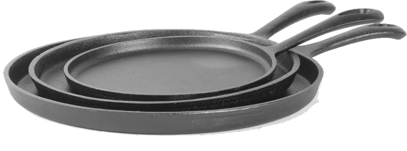 Commercial CHEF 3-Piece Cast Iron Griddle Set, Pre-Seasoned, CHCI81012