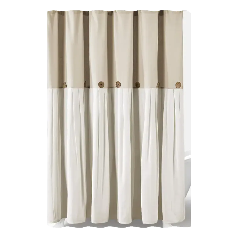 Lush Decor Linen Button Shower Curtain