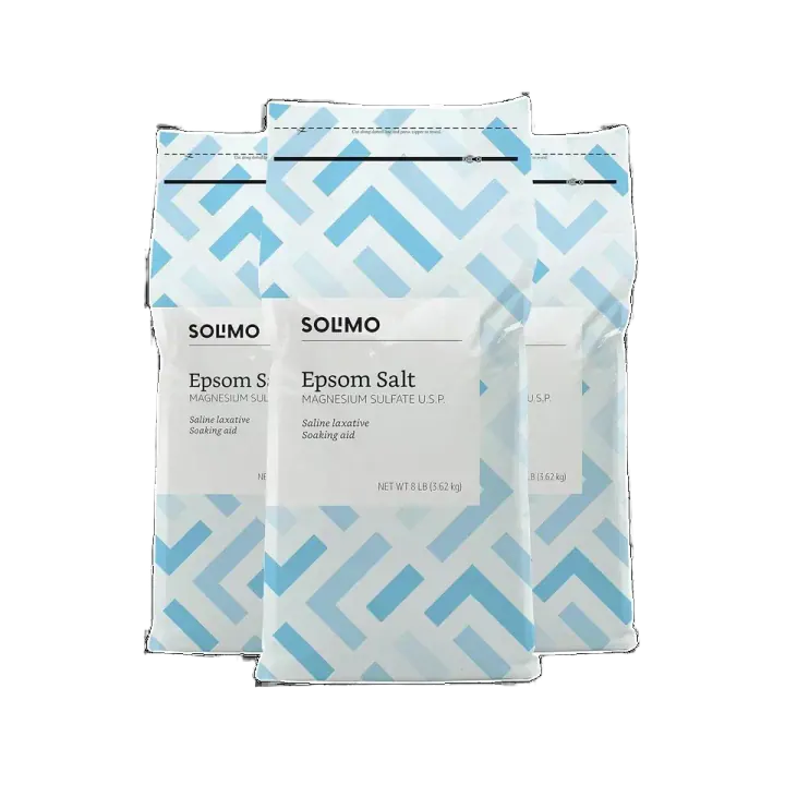 Amazon Solimo Unscented Epsom Salt, Three 8-lb Bags
