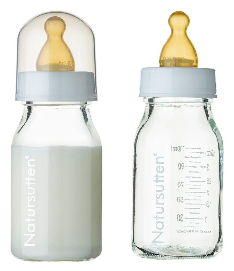 Natursutten Anti-Colic Glass Baby Bottle, 4 oz, 2-Pack