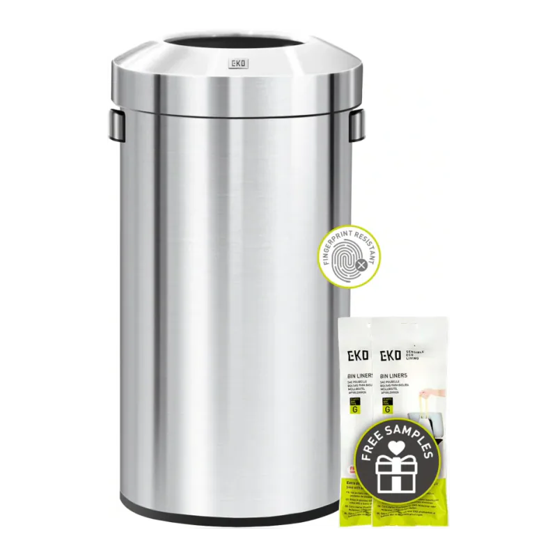 EKO Urban 24-Gallon Round Stainless Steel Open-Top Trash Can