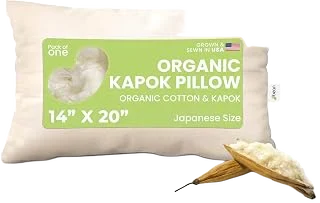 Bean Products Organic Kapok Pillow, Japanese 14" x 20"