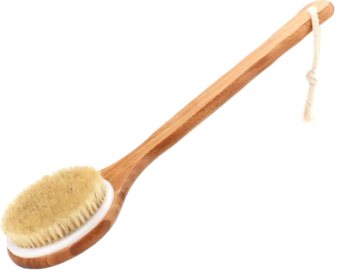 Bamboo Long-Handle Shower Brush, Natural Bristle