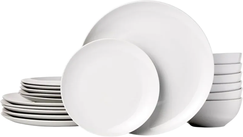 Amazon Basics 18-Piece Porcelain Dinnerware Set, Service for 6