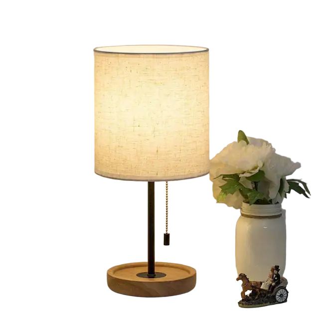 HAITRAL Bedside Table Lamp - Modern Nightstand Lamp with Linen Fabric