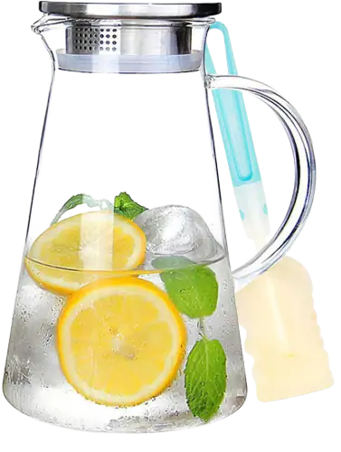 SUSTEAS 2L Glass Pitcher with Lid and Handle