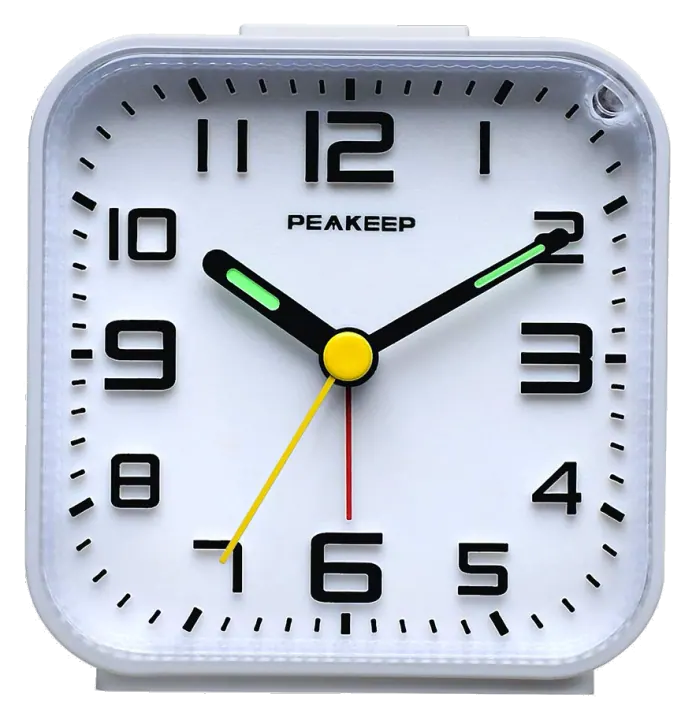 Peakeep 3D-Number Analog Alarm Clock, White