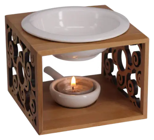 Singeek Ceramic Essential Oil Burner with Separate Wooden Base