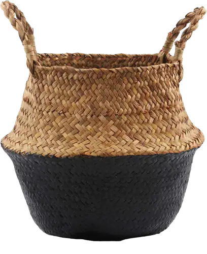 BlueMake Seagrass Belly Basket, Large, Black