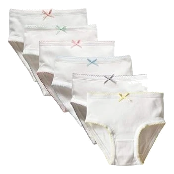 benetia Combed Cotton Briefs — White, 6-Pack, 6–7Y