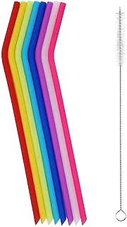 tifanso Slim Silicone Drinking Straws — 10 Inches, 8 Pack