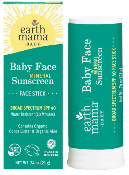 Earth Mama Baby Face Mineral Sunscreen Stick SPF 40