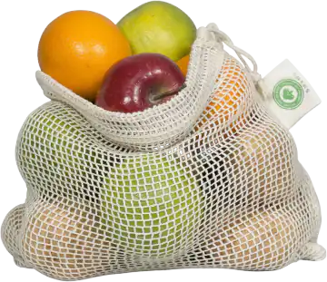 Reusable Cotton Mesh Produce Bags - 100% Organic Cotton