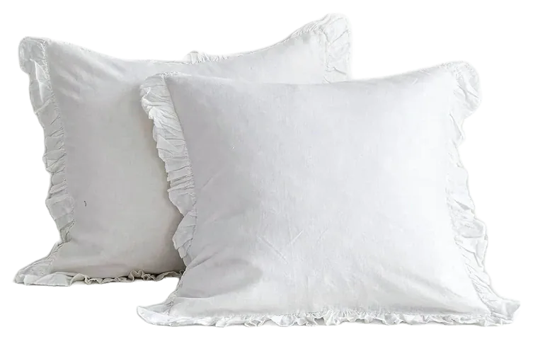 Simple&Opulence Ruffled Linen Euro Shams, White 26 x 26, 2-Pack