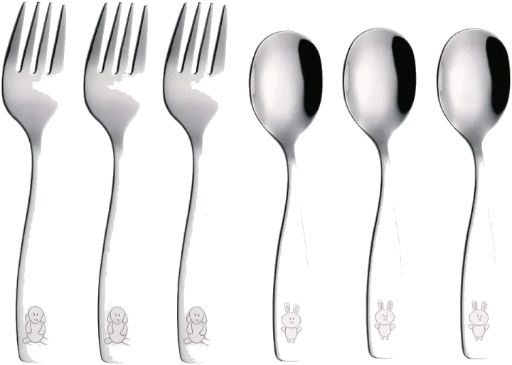 ANNOVA Dog and Bunny 18/0 Steel Forks and Spoons — 6 Pieces