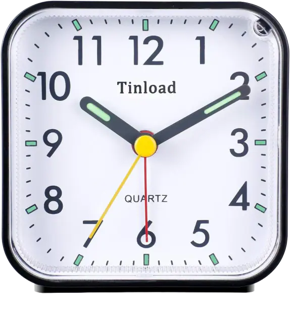 Tinload Small Analog Travel Alarm Clock, Black