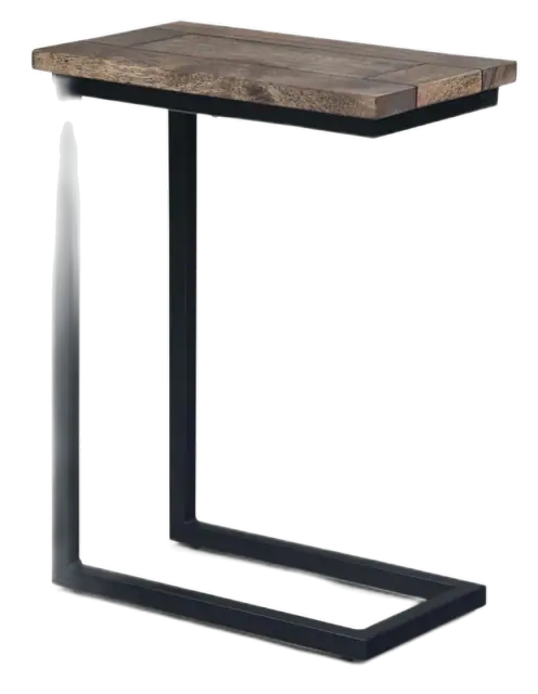 SIMPLIHOME Skyler Solid Mango Wood and Metal C-Side Table