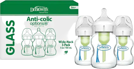 Dr. Brown's Anti-Colic Options+ Wide-Neck Glass Bottles