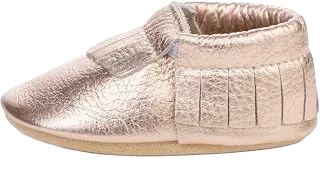 BirdRock Baby Leather Moccasins — Rose Gold, Size 2
