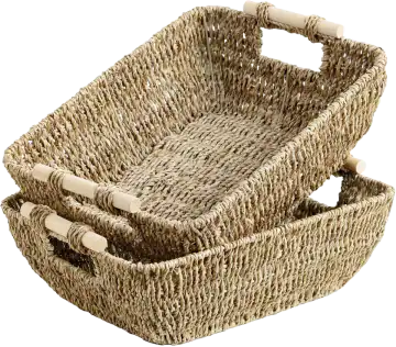 StorageWorks Large Hand-Woven Seagrass Storage Baskets