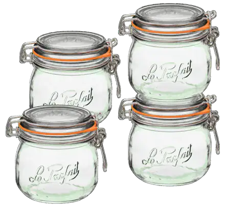 Le Parfait Super Glass Storage Jars, 500 ml, 4-Pack