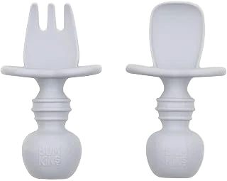 Bumkins Chewtensils Silicone Baby Utensils Set (Fork and Spoon)