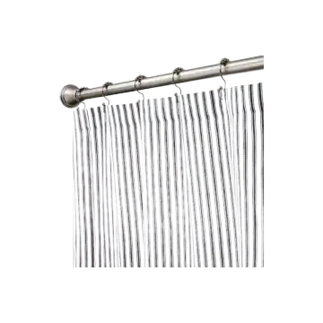 Cackleberry Home Cotton Ticking-Stripe Shower Curtain — Black, 72 x 72 in