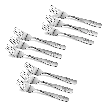 GlossyEnd 18/0 Stainless Steel Kids Forks — 9-Pack