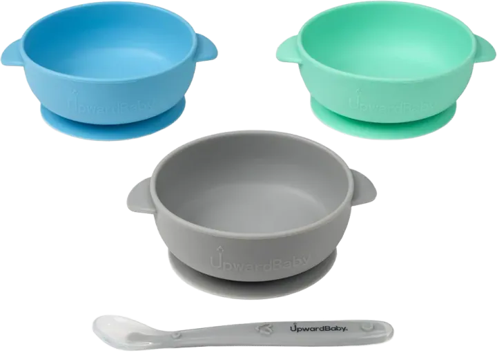 UpwardBaby Silicone Suction Baby Bowls with Spoon