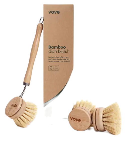 Vove Bamboo Dish Brush with 3 Sisal Heads